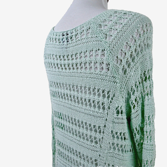 Soft Surroundings Size M Open Knit Scoop Neck Tunic Sweater Green - Picture 5 of 9